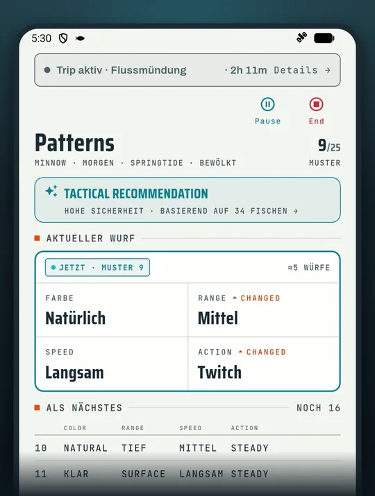 Screenshot der Angel-App RETRIEVE: Kein Biss? Teste der Reihe nach