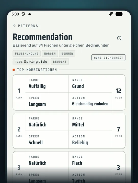 Screenshot der Angel-App RETRIEVE: Setz auf deine Fänge statt aufs Gefühl