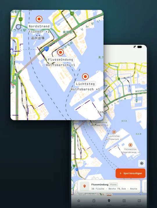 Screenshot der Angel-App RETRIEVE: Markier auf der Karte jeden Buhnenkopf