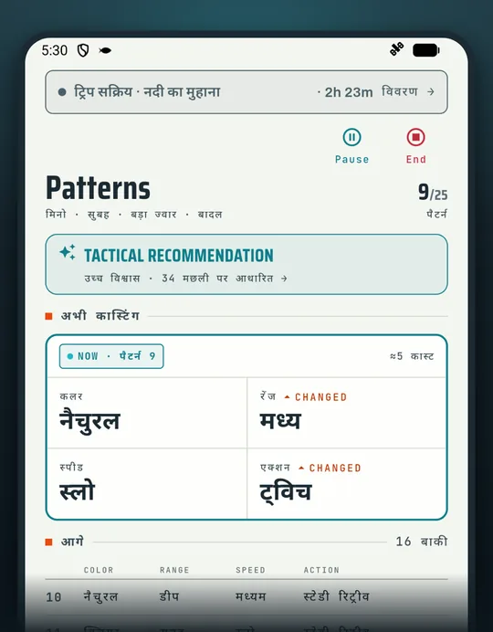 फिशिंग ऐप RETRIEVE की स्क्रीन: मछली नहीं फंस रही तो इस क्रम में आज़माएं