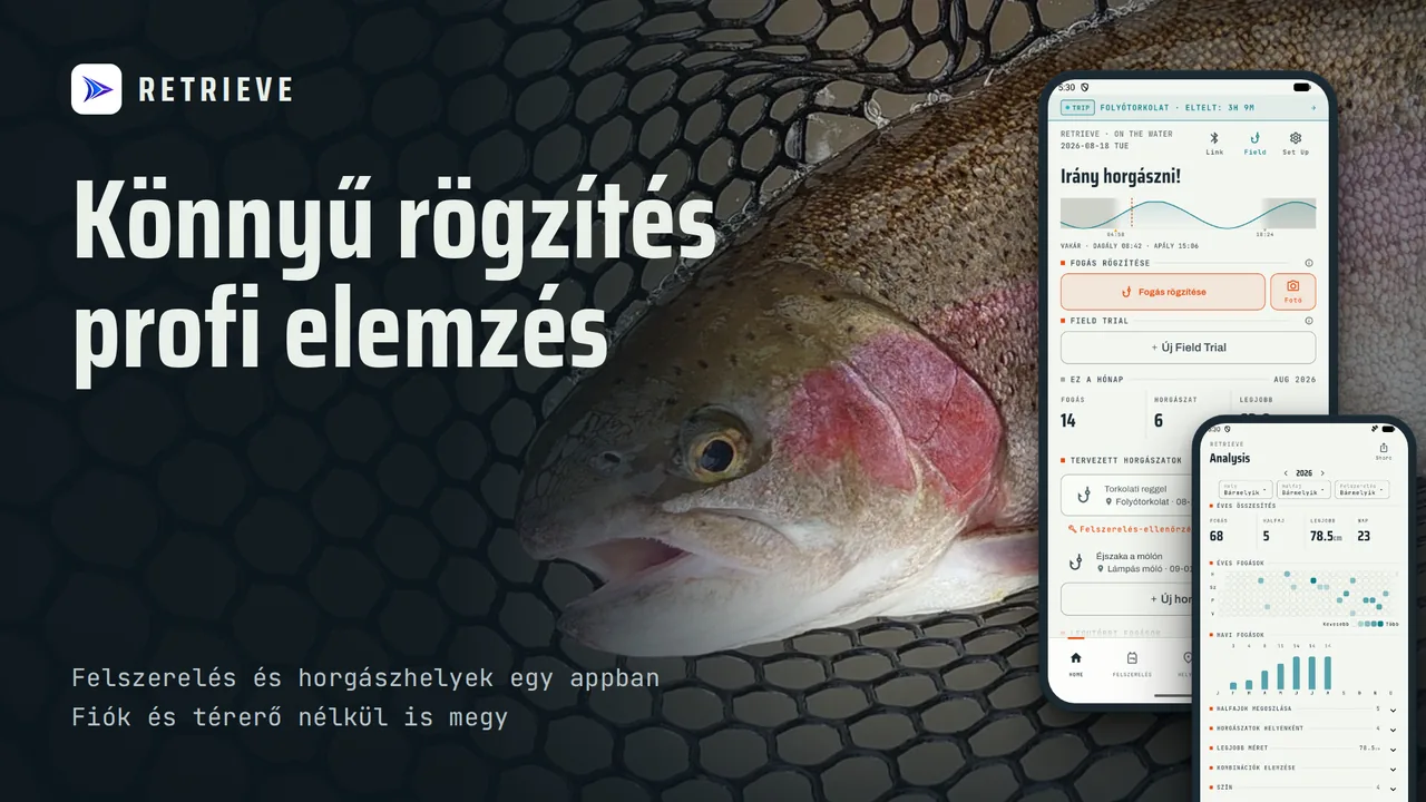 RETRIEVE – Horgásznapló: Fogásnapló, felszerelés, horgászhelyek. Ingyenes, offline. Látod, mire harap ma.