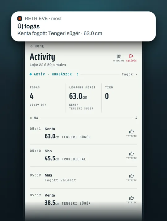 A RETRIEVE horgászapp képernyőképe: Lefedettség nélkül is együtt a csapat