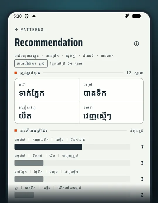 រូបថតអេក្រង់កម្មវិធីស្ទូចត្រី RETRIEVE៖ ឈប់ទាយ ជ្រើសតាមលទ្ធផលពិត