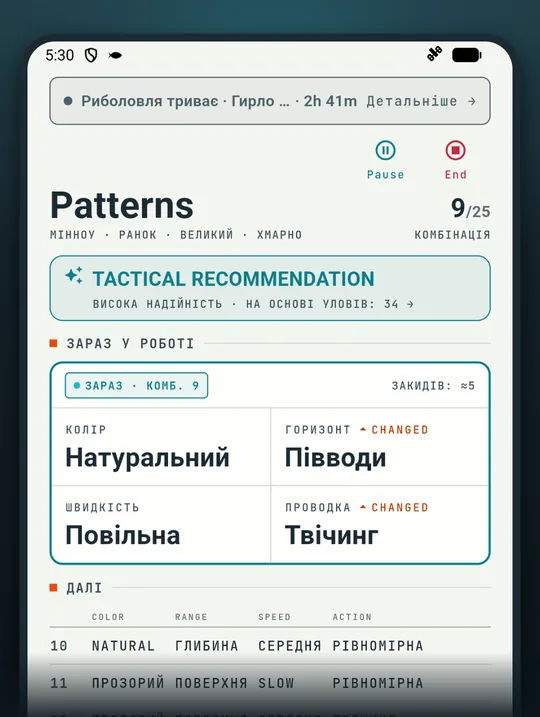 Знімок екрана додатка для риболовлі RETRIEVE: Не клює? Пробуйте по черзі